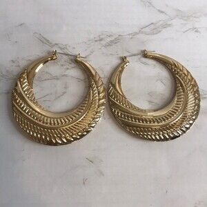 Large swirl hoop gold fashion earrings cute Y2K babygirl jewelry